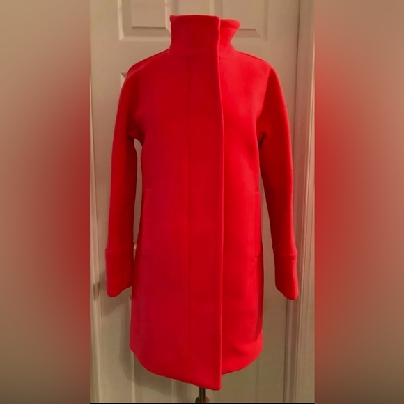 J. Crew Jackets & Blazers - J Crew Stadium Cloth Orange Red Coat by Nellie Gori